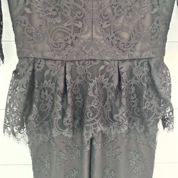 Marchesa Notte 3/4 Sleeve Lace Peplum Jumpsuit - Picture 5 of 8